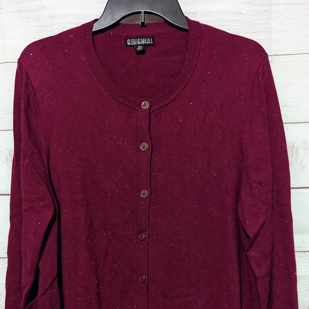 Nicole Miller Raspberry Sparkly Cardigan XXL